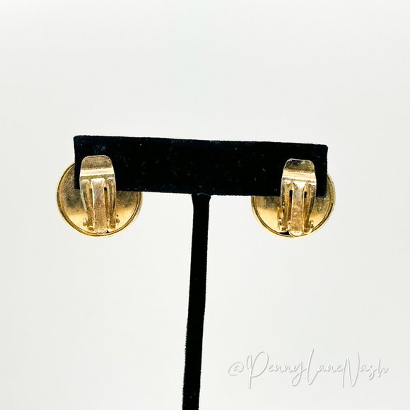 Vintage Gold Single Half Circle Dome Earrings - Picture 5 of 5